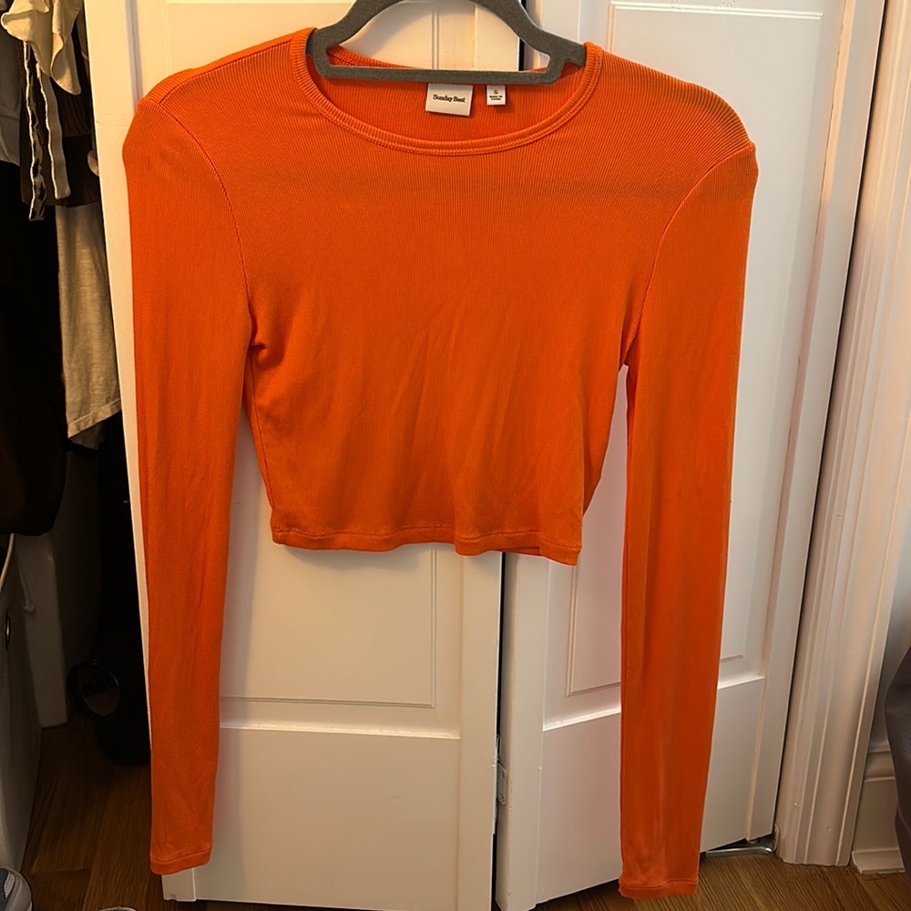 Sunday Best Bliss Cropped Longsleeve in Orange- Size S